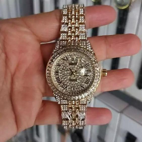 ساعت مچی زنانه مردانه فول استون رولکس کیفیت قوی موتور ژاپن Rolex|باسلام