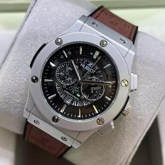 ساعت مچی مردانه هابلوت تقویم نمایان طرح کرنو موتور  شرکتی HUBLOT|باسلام