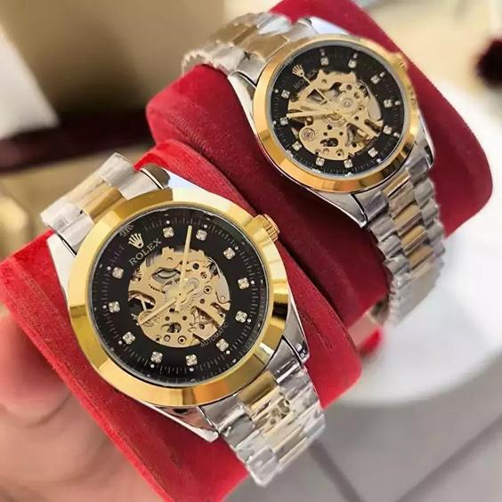 ست زنانه مردانه ساعت مچی اتومات قلب باز کیفیت مستر رولکس Rolex|باسلام