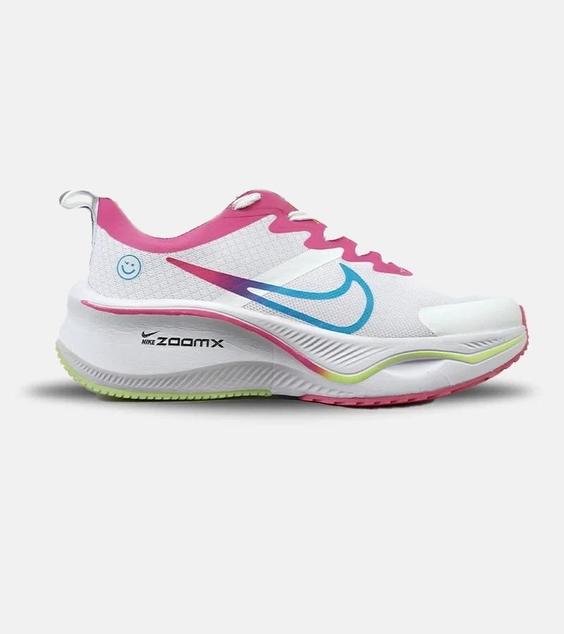 کفش کتانی زنانه سفید صورتی آبی NIKE zoom x smiley مدل 4601|لوزی