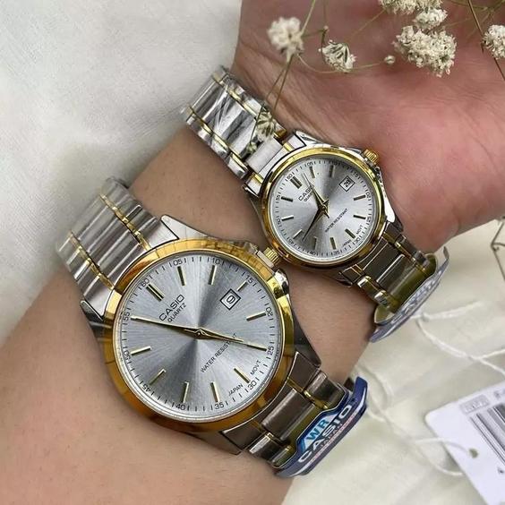 ساعت ست مردانه و زنانه کاسیو  casio  مدل MTP 1199 استیل و موتور ژاپن  |باسلام