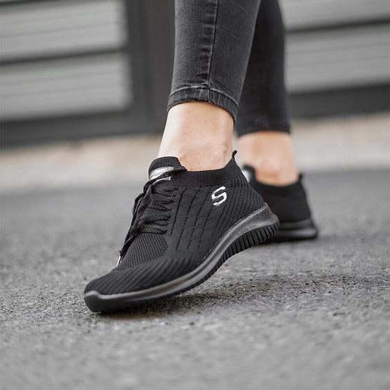 کتونی اسکچرز جورابی راحتی مردانه و زنانه ست مشکی تمام Skechers اسپرت رانینگ |باسلام