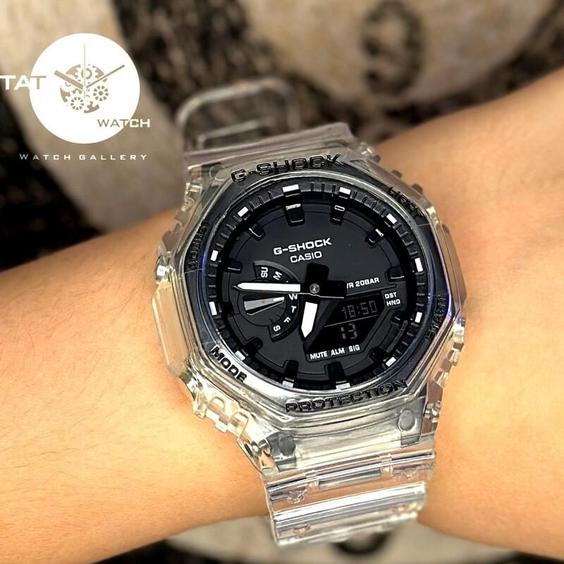 ساعت مچی G-Shock جیشاکga2100 شیشه ای صفحه مشکی با گارانتی یک ساله و جعبه جی شاک و کیفیت مسترکوالیتی|باسلام