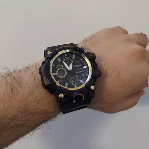 ساعت مچی مردانه جیشاک کاسیو Casio دوزمانه ژاپن دور طلایی|باسلام