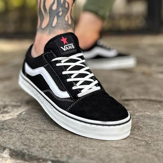 کتونی ونس اولد اسکول vans مشکی سفید مردانه اسپرت کفش کتونی |باسلام (فطرس کفش)