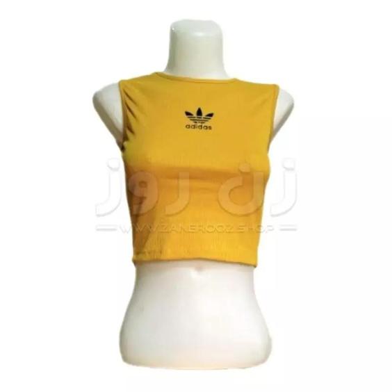 کراپ تاپ بدون آستین کبریتی طرح آدیداس (Adidas) -زرد|باسلام (زن روز  اینترنتی ویژه بانوان)