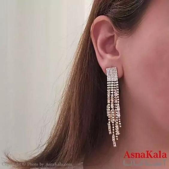 گوشواره آویز ترند مجلسی جواهری نگین دار استیل کد GSH15479W|باسلام (آسناکالا)