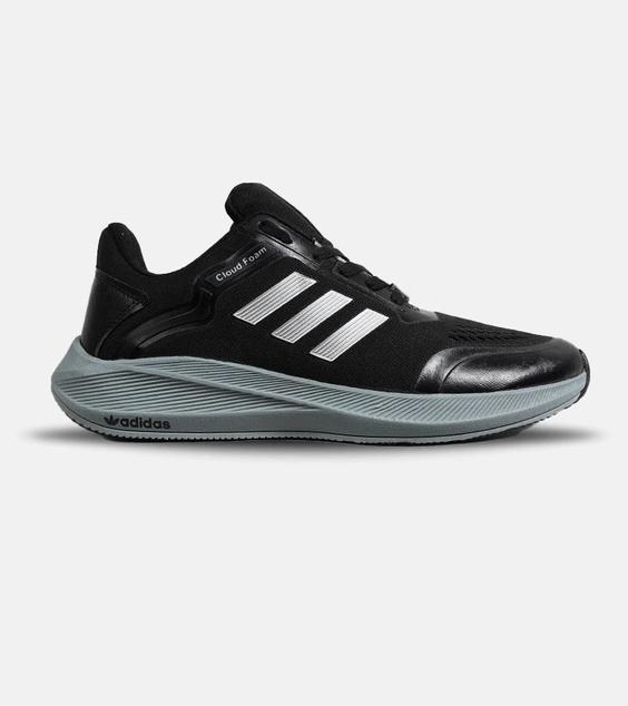 کفش کتانی مردانه و زنانه مشکی طوسی ADIDAS CLOUD Foam مدل 6504|لوزی