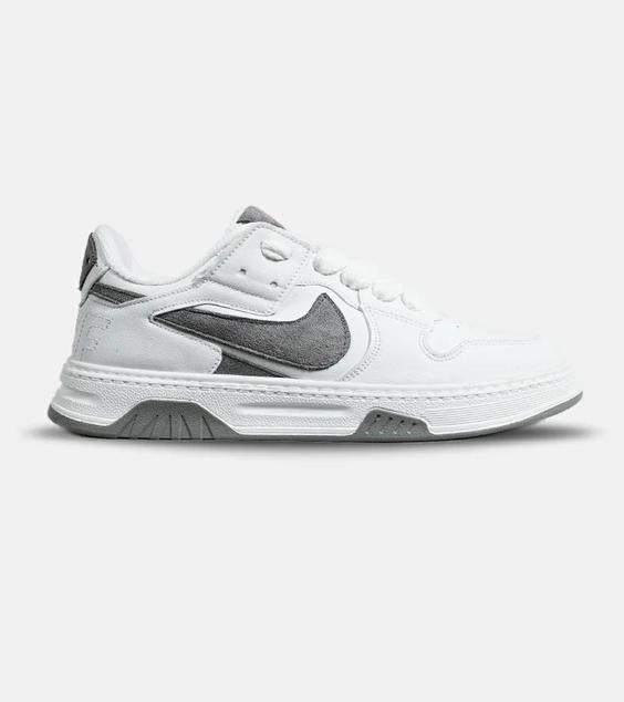 کفش کتانی مردانه و زنانه سفید طوسی نایک NIKE AIR FORCE مدل 6419|لوزی