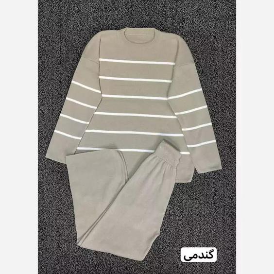 ست تونیک شلوار زنانه جنس بافت رنگ گندومی|باسلام (🛍️ شیکسون 🛍️)