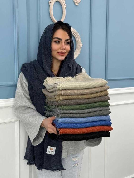 شال نخی کنفی wool دورریش وارداتی کد 1020|آیریس