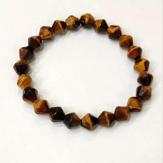 دستبند سنگ چشم ببر تراش دار ، دستبند چشم ببر تراش منشوری tiger eye|باسلام (گالری دستبند هوژین)