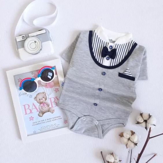 بادی شلوار یقه پاپیون پسرانه 3 تا 30 ماه |باسلام (لاوین777)