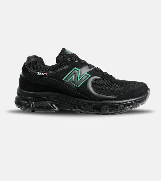 کفش کتانی بزرگ پا مشکی سبز NEW BALANCE 2002R مدل 6577|لوزی