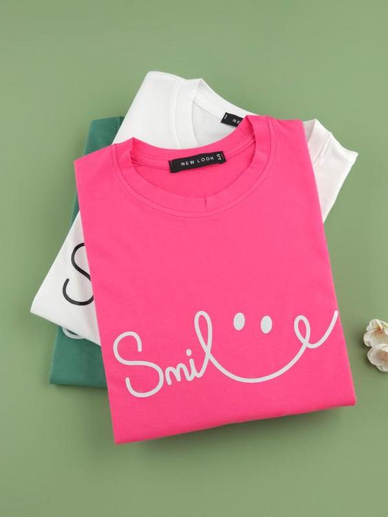 تیشرت آستین پاکتی نخ پنبه Smile|برندیول