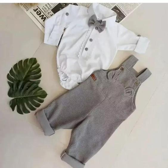 پیراهن بادی و بیلر پسرانه با پاپیون گردن|باسلام (مزون دوخت لباس کودک نیلی)