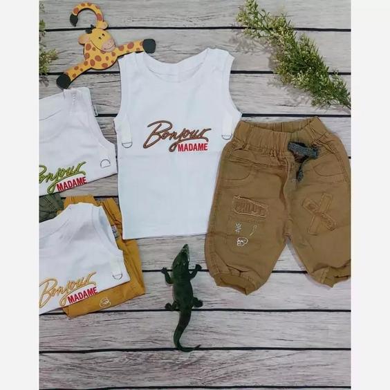 ست تاپ و شلوارک پسرانه کتان مجلسی|باسلام (مجموعه  آسایش،زنانه و بچگانه)