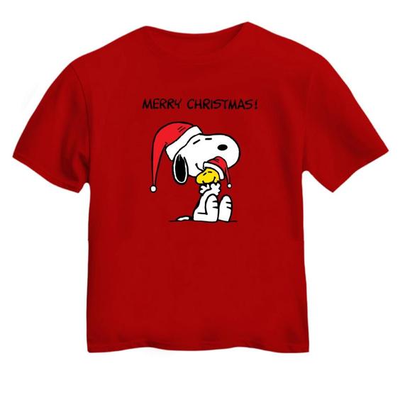 تی شرت آستین کوتاه بچگانه مدل اسنوپی کریسمس کد 4 رنگ قرمز|گلبرگ