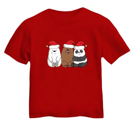 تی شرت آستین کوتاه بچگانه مدل خرس کریسمس کد 8 رنگ قرمز|گلبرگ
