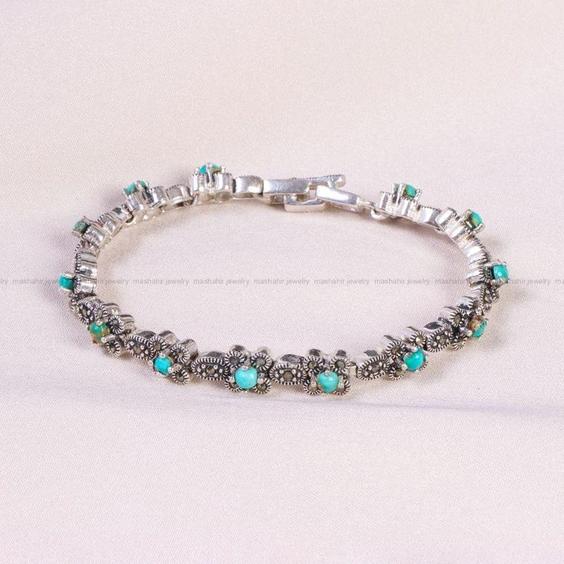 دستبند فیروزه زنانه کد 14275|باسلام (جواهری مشـاهیر)