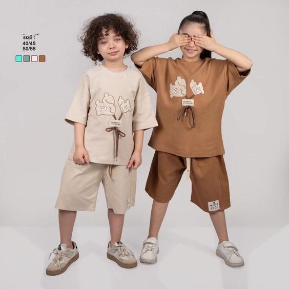   تیشرت شلوارک پسرانه مجلسی پارچه بیسکویتی درجه یک شلوارک کتان درجه یک |باسلام ()