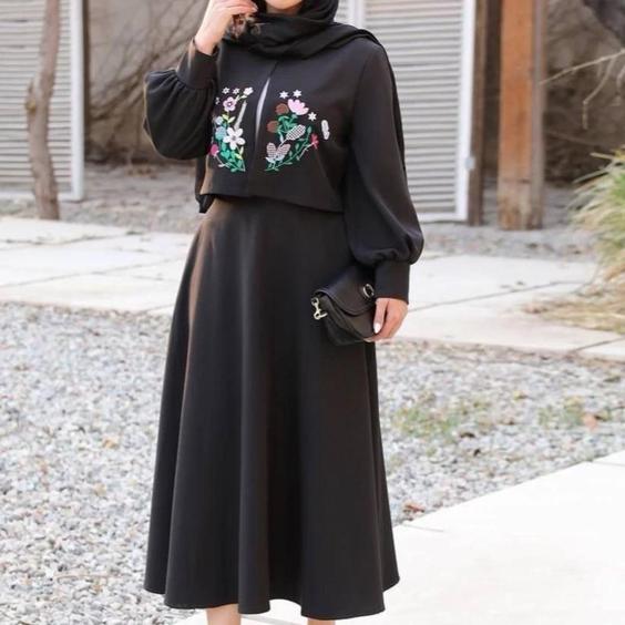 کت دامن گلدوزی حسنا لنین زنانه دخترانه مناسب 36 تا 46|باسلام (پخش لباس زنانه red rose)